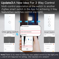 ZigBee przycisk dotykowy na ścianie inteligentny włącznik światła z neutralny/nie neutralny, nie kondensator inteligentne życie/Tuya 2/3 Way Control kompatybilny AlexaGoogle 4